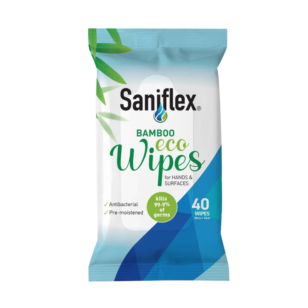 Bamboo Eco Wipes for Hands & Surfaces 40 Pack (SWB40)
