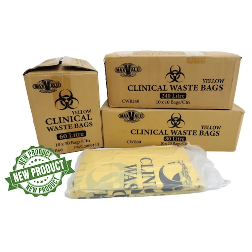 MaxValu 240L Printed Clinical Waste Bags Yellow QTY100
