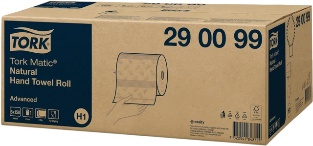 Tork Matic Natural Hand Towel Roll H1 System 6 Rolls