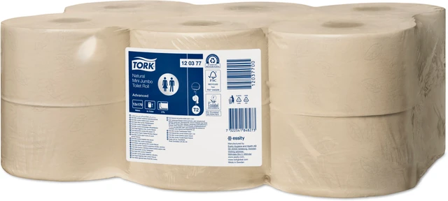 Tork Soft Mini Jumbo Toilet Natural Roll T2 Advanced 12 Rolls (120377)